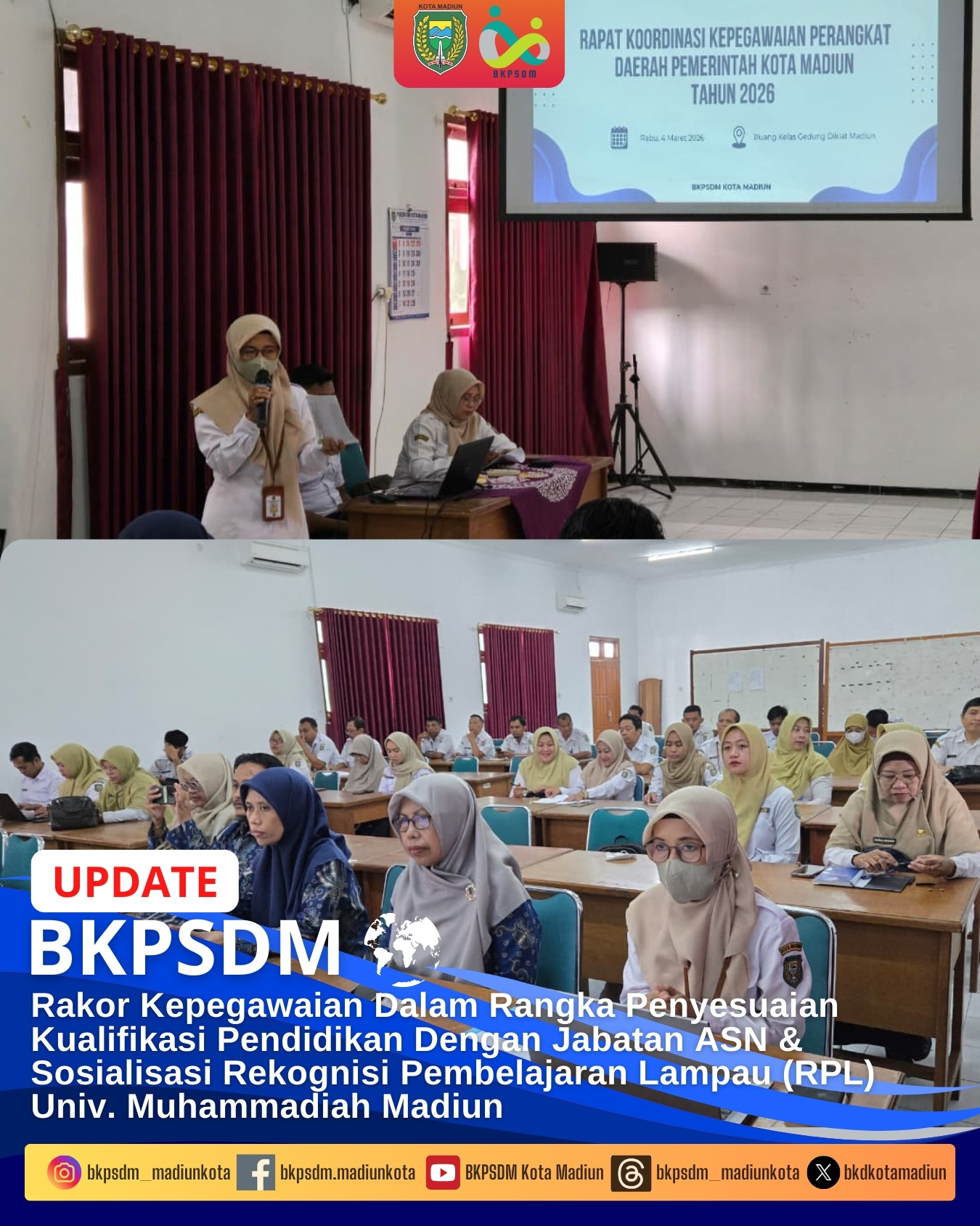 Poster Rakor Kepegawaian Dalam Rangka Penyesuaian Kualifikasi Pendidikan Minimal Dengan Jabatan