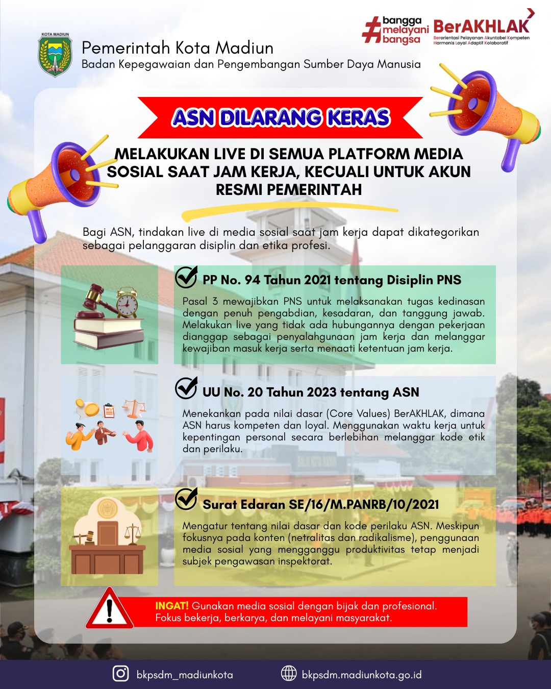 Poster ASN, Bijak Bermedia Sosial Saat Jam Kerja