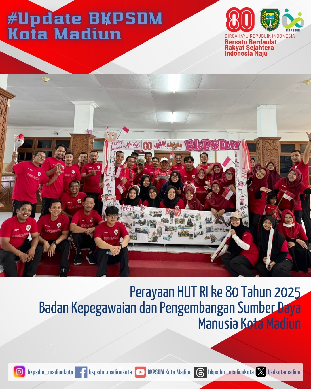 Perayaan HUT RI ke 80 Tahun 2025 BKPSDM Kota Madiun