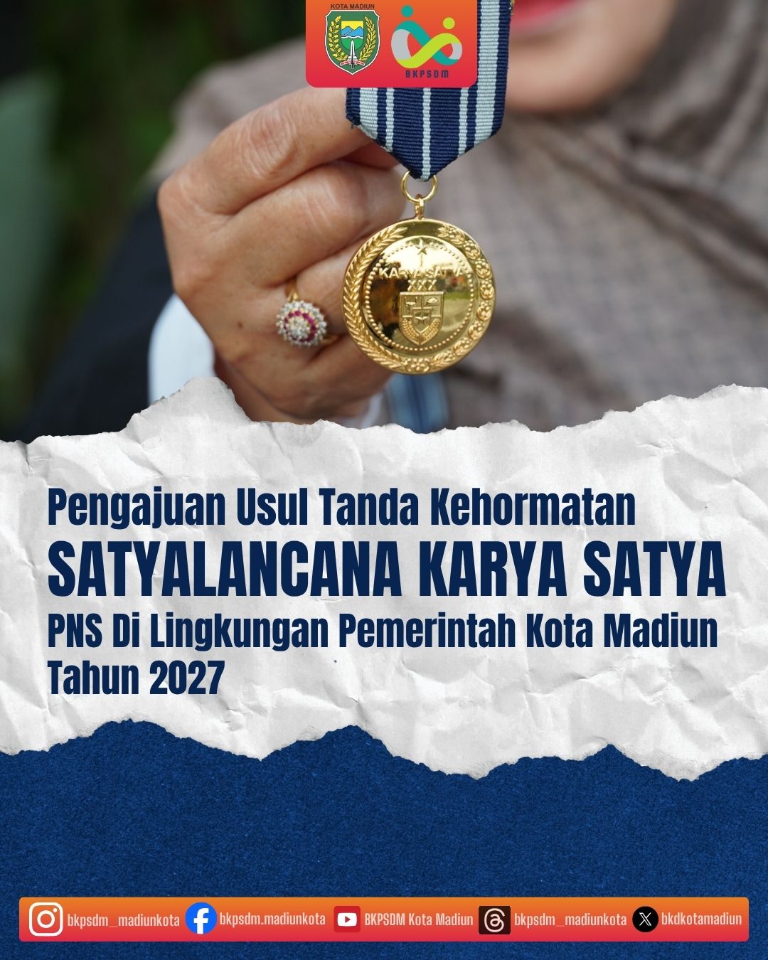 Poster Pengumuman : Pengajuan Usul Tanda Kehormatan Satyalancana Karya Satya bagi PNS di Lingkungan Pemerintah Kota Madiun Tahun 2027